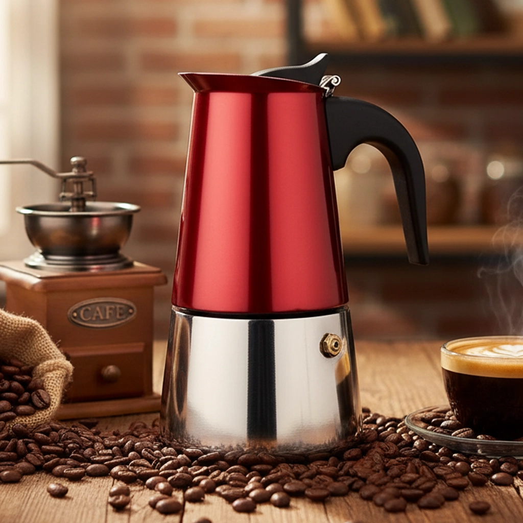Moka kávovar Metal red line 4 osoby